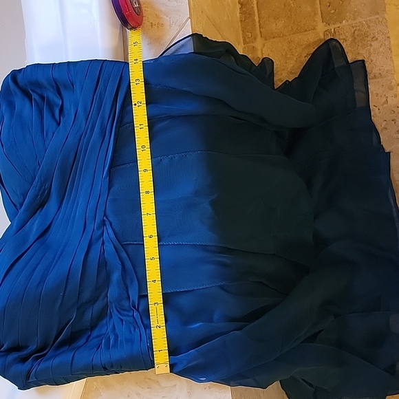 La Femme Strapless Cocktail Dress BlueTurquoise Iridescent Mini 8 Chiffon Panels - Picture 13 of 13